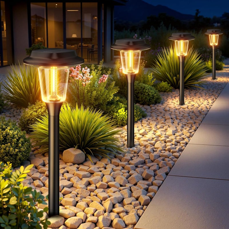 KOOPER Solar Pathway Lights Outdoor, 8 Pack Modern Brighter Solar Powered Landscape Path Lights, IP65 Waterproof Outdoor Solar Garden Lights for Yard Patio Driveway Walkway Lawn Sidewalk Decorative - Image 1
